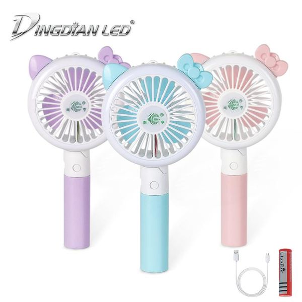 

usb charging led fan light foldable hand-held fan portable 5w battery 18650 1200ma noverty summer table lamp with