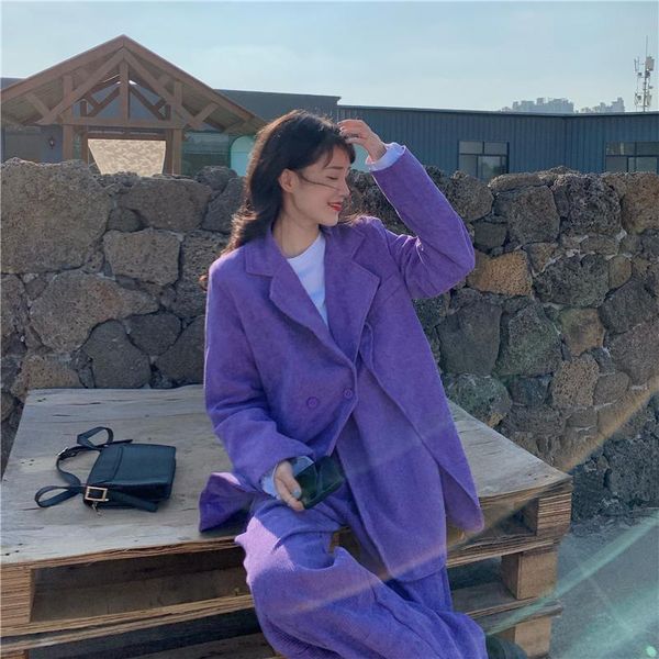 

women's suits & blazers nic suit jacket purple for women long sleeve oversized coat 2021 loose solid office ladies outerwear stylish, White;black