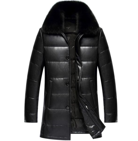 

men's fur & faux m-3xl / winter fashion slim plush lapel pu leather jacket, Black