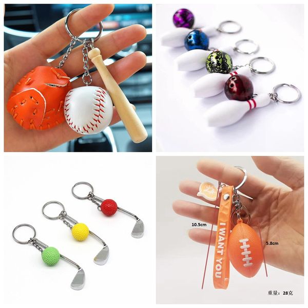 

10pcSimulation sporting goods baseball Rugby Keychain Pendant Gift