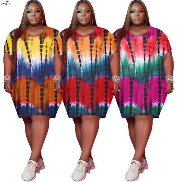 

plus size dresses sell women dress print short sleeve o-neck loose straight knee length with pockets club outfits summer, Black