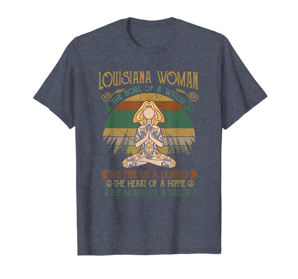 

louisiana woman soul of witch tshirt for yoga vintage lover, White;black