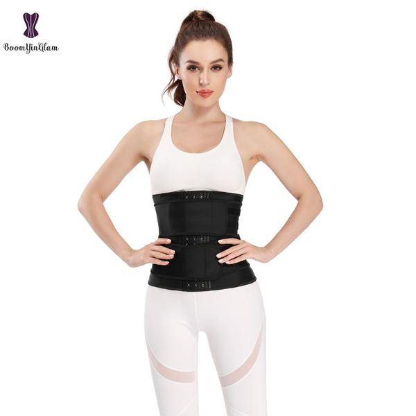 

bustiers & corsets fajas reductor women's tummy contorl slimming girdle latex waist trainer belts double hook and loop #659, Black;white