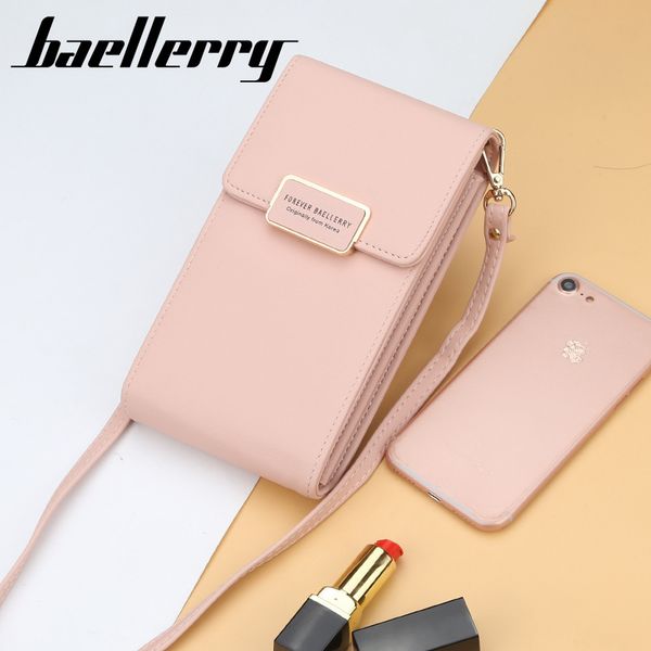

baellerry women's long soft face single shoulder buckle mobile phone wallet fashion zipper vertical messenger bag, Red;black