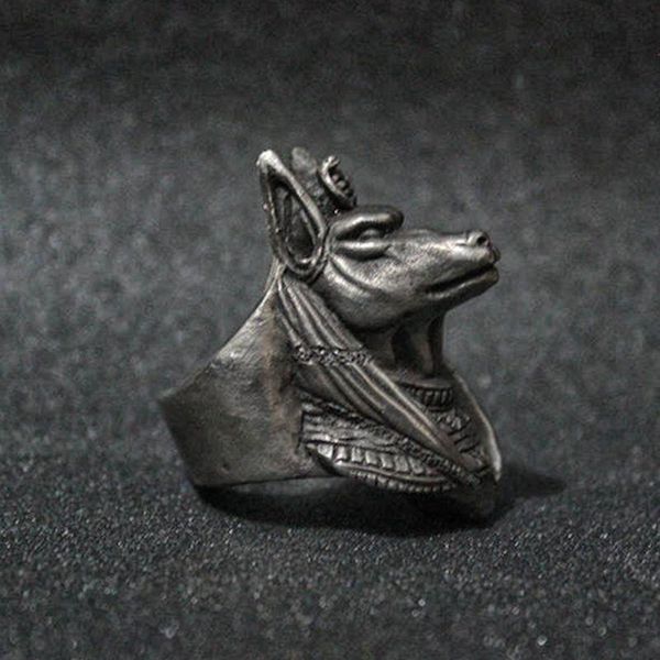 

cluster rings egyptian mythology anubis 316l stainless steel ring underworld gatekeeper god biker jewelry, Golden;silver