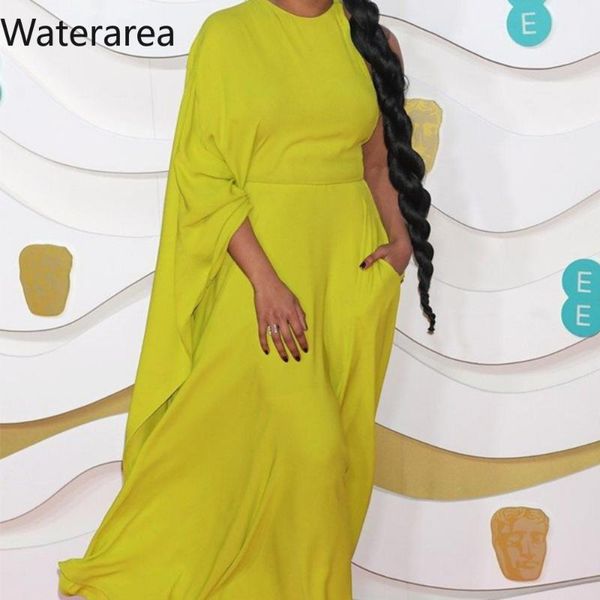 

casual dresses waterarea s-3xl solid women 0-neck batwing sleeves big swing vestidos ol female pockets maxi dress, Black;gray