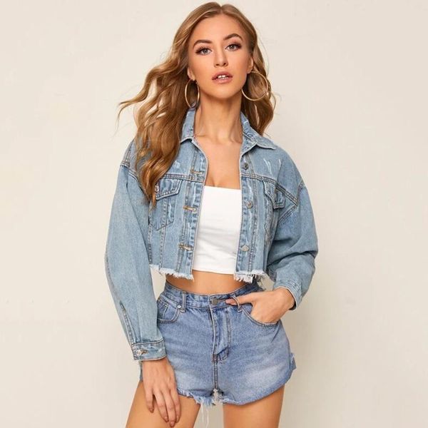 

women solid coats 2021 fashion vintage denim jacket long sleeve lapel collar outwear single-breasted jean jacket female, Black;brown