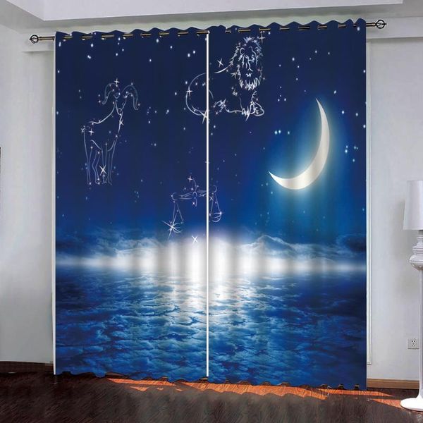 

curtain & drapes 3d custom blue night sky with stars and moon curtains bedroom living room childrens bathroom kitchen decor