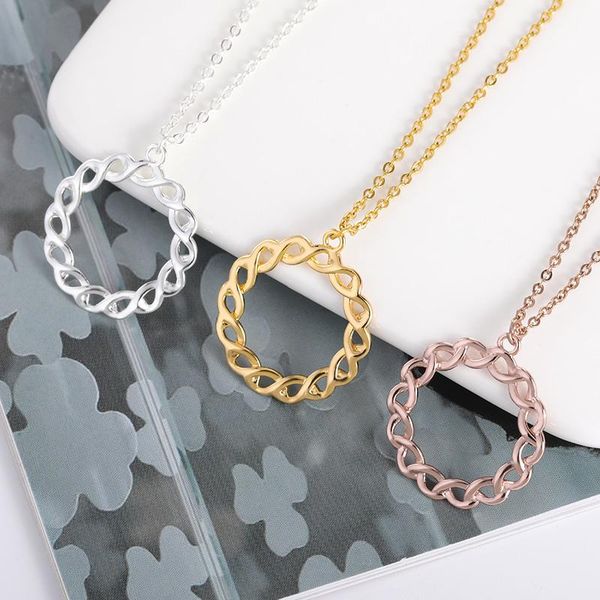 

pendant necklaces unique style stainless steel chain round necklace women jewelry gold color distortion circle, Silver