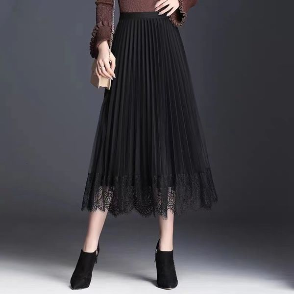 

new autumn and winter lace skirt on both sides, Black;gray