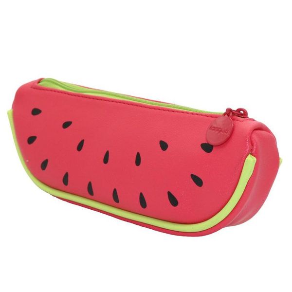 

wholesale- 1 pcs cute fruit pattern pencil case pu leather pencil bag cartoon storage bag office pencilcase jllfmt garden_light