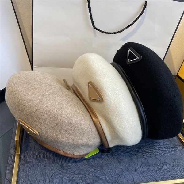 

2021 women winter sweet wool beret 3 colors warm pumpkin hat spring autumn female flat cap berets soft casual painter hats, Blue;gray