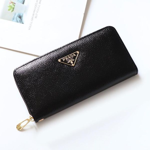 

wholesale women handbag small fresh solid color leather long wallet new leather student wallet joker atmospheric zipper long women wallet, Red;black