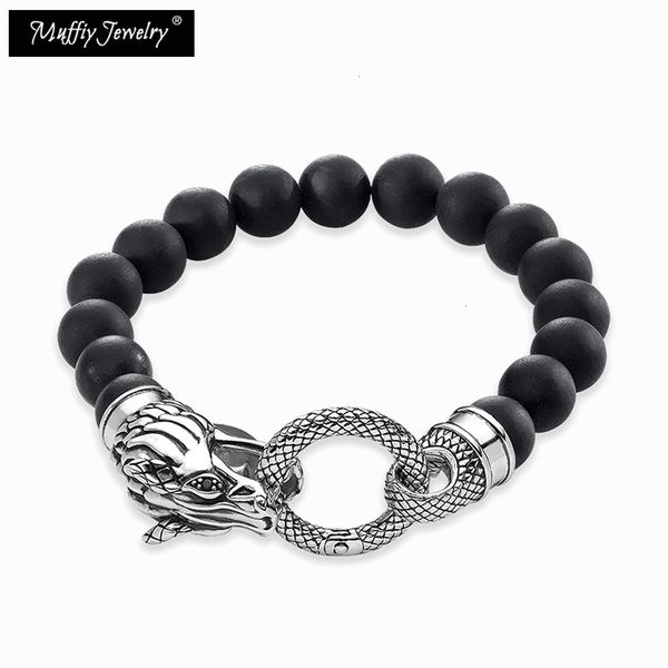 

bracelet dragon rebel fashion thomas style punk fashion jewelry gift for men & women,in 925 sterling silver and black obsidian