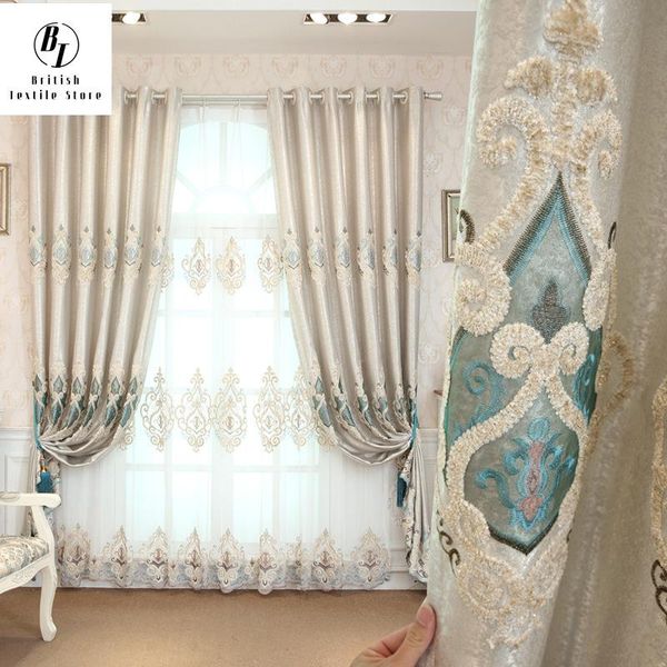 

curtain & drapes luxury european style embroidered curtains for living dining room bedroom floor-to-ceiling windows