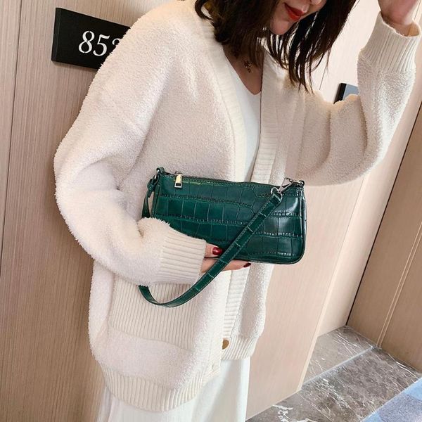 

cross body fashion handbags wear-resistant simple handbag women crocodile leather shoulder bag vintage elegant tote