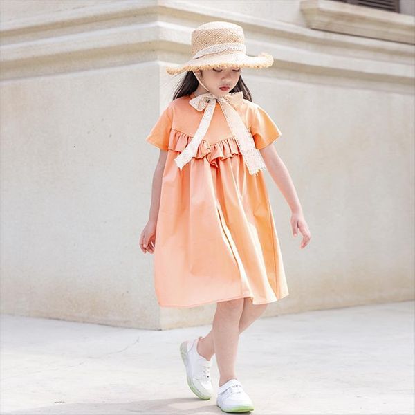

summer teenage girls cotton korean girl dress style kids ruffle princesss clothing sweet children dresses fashion, 9323, Red;yellow
