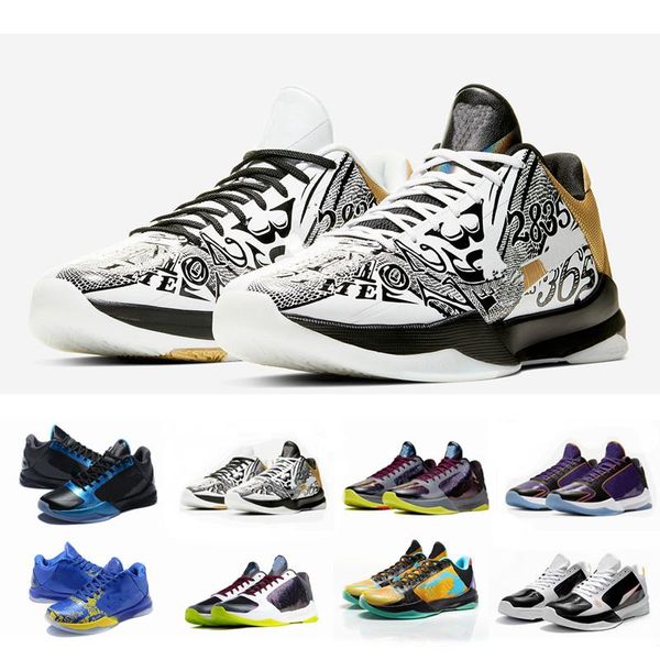 Mamba Zoom 5 Protro EYBL Chaos Herren Basketballschuhe 5s V Dark Knight Purple De Black Prelude Rings Herren Sportschuhe Turnschuhe