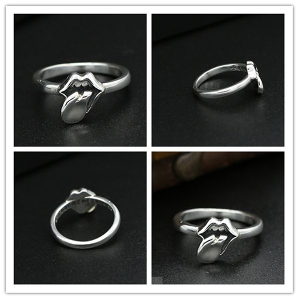 

925 sterling silver handmade mouth and tongue band rings vintage luxury jewelry antique silver american punk gothic designer rings for women