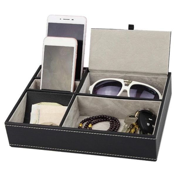 

storage bags empty pocket pu tray with compartments faux leather key wallet phone watches money cufflinks desk small things organizer