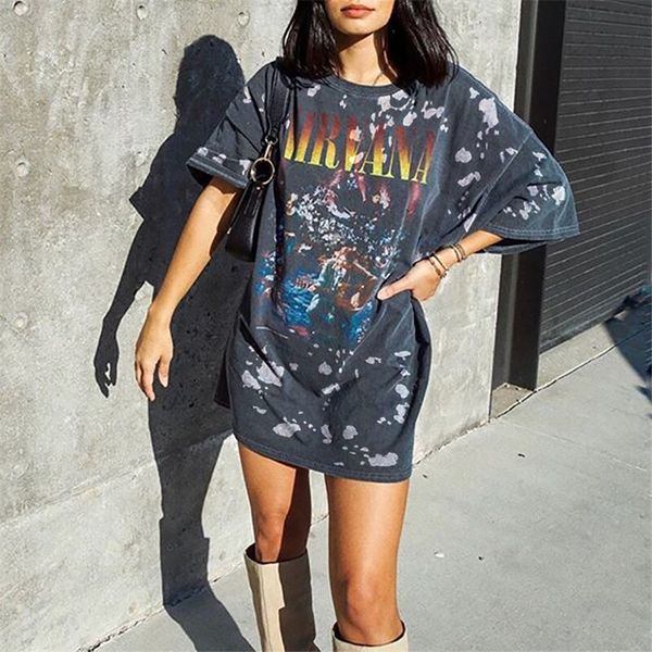 

letters printed women long t shirt harajuku streetwear hip hop style #039;s 2021 summer short sleeves t shirt o neck gray t shirt 210306, White