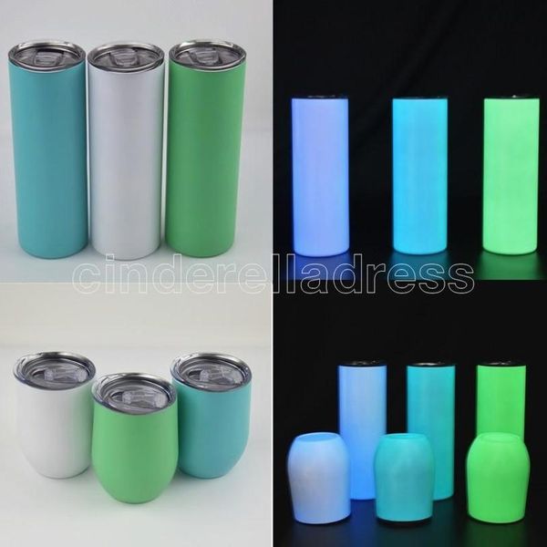 

sublimation straight tumbler 20oz glow in the dark blank skinny tumbler with luminous paint vacuum insulated heat transfer car mug