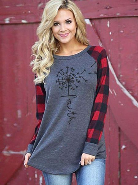 

new dandelion plaid print women's t-shirt, White
