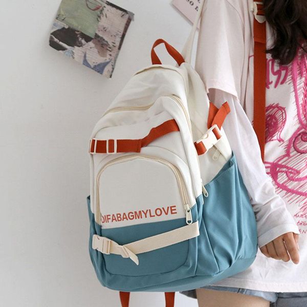

backpack waterproof nylon women large capacity travel bag multi-pocket lapbackpacks preppy school for teenage girls