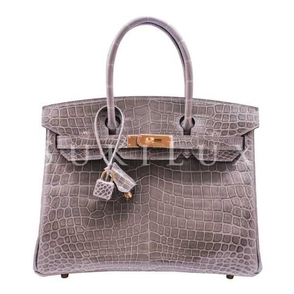 

birkinbag bag 30cm crocodile shiny nilo 81 gris tourterelle gold hardware