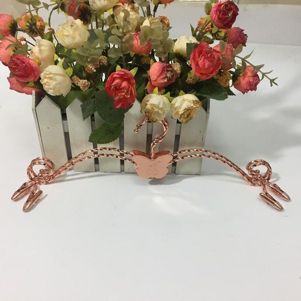 

200pcs fashion butterfly metal bra clothes hanger twisted lines underwear lingerie drying rack with clothespins 28cm wen6082