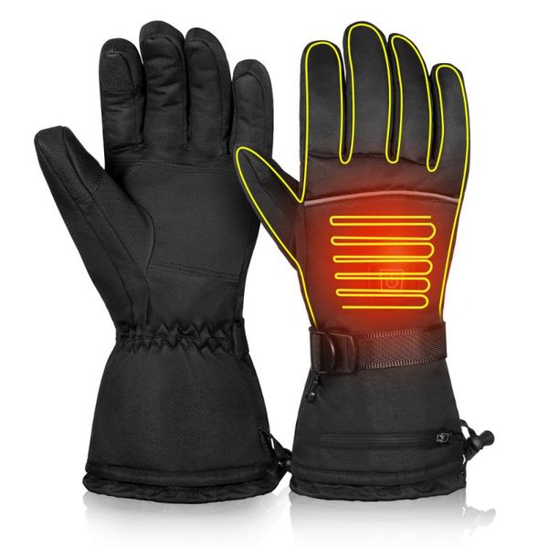 

ski gloves clispeed 3 levels battery-operated heated electric winter warm for skiing cycling riding size (black)