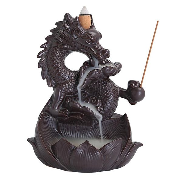 

fragrance lamps home decor incense burner handmade ceramic dragon backflow creative smoke waterfall holder