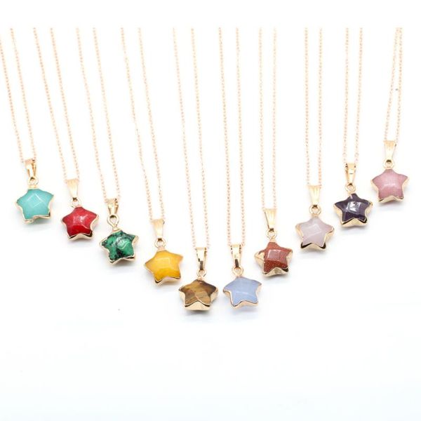 

earrings & necklace shiny star stone quratz crystal pendant with gold edges and chain for female gift, Silver