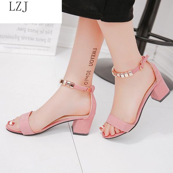 

sandals metal string bead summer women open toe shoes women's sandles square heel korean style gladiator, Black