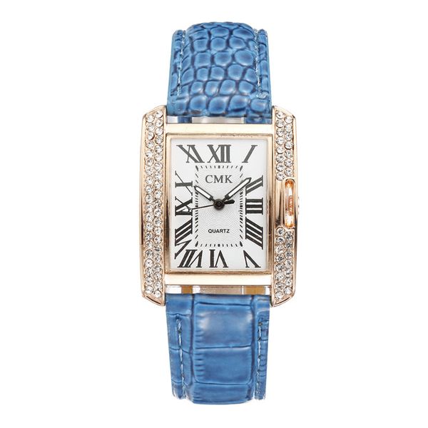 

european and american fashion high-end cross-border korean fashion rectangular rhinestone watch diamond belt womens watch students watch, Slivery;brown