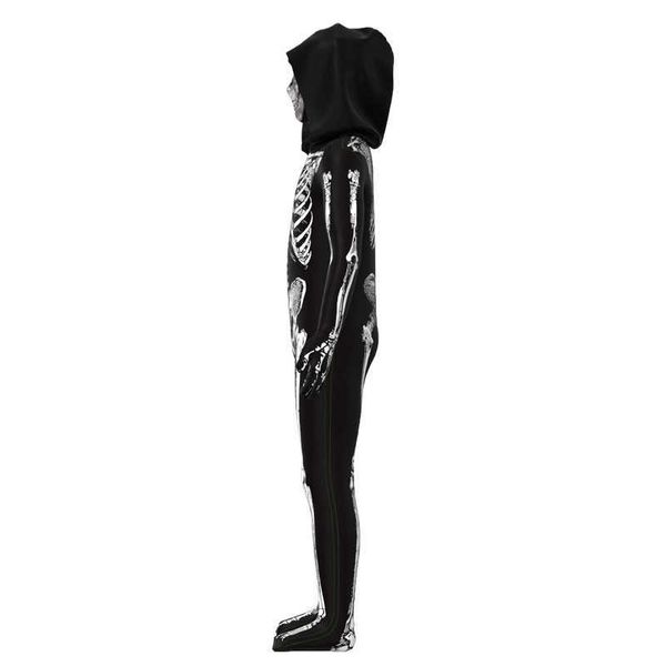 Fato de zumbi Kids Halloween Cosplay Scary Skeleton Skellon Jumpsuit Full Sets Carnaval Party Roupas Y0913