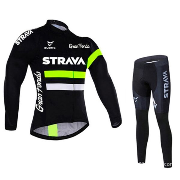 

2021strava autumn winter cycling suit fleece long sleeve, Gray