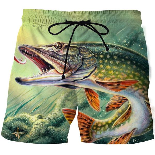 

men's shorts 3d printing fish beach pants personalized loose sweatpants summer surf casual quick-drying man, White;black