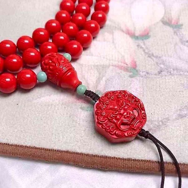 

cinnabar diy creative mineral with 8 mm turquoise buddha bead bracelet, Black