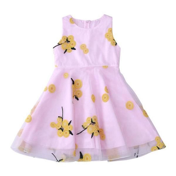 

girl's dresses dress a sleeveless tulle frock-dress, Red;yellow
