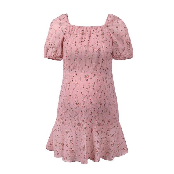 

maternity dresses summer pregnant women clothes pleated flower short sleeve casual dress ladies fashion clothing, White