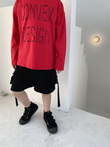 

boys 2021 spring summer new children's t-shirt and girls' foreign style letter cartoon round neck benming red, Black;white