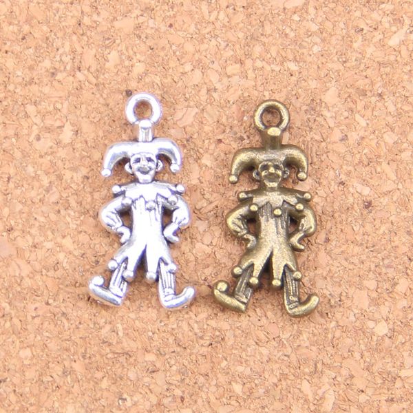 63 Stück antike versilberte Bronze vergoldet Clown Joker Narr Charms Anhänger DIY Halskette Armband Armreif Erkenntnisse 25 * 12 mm