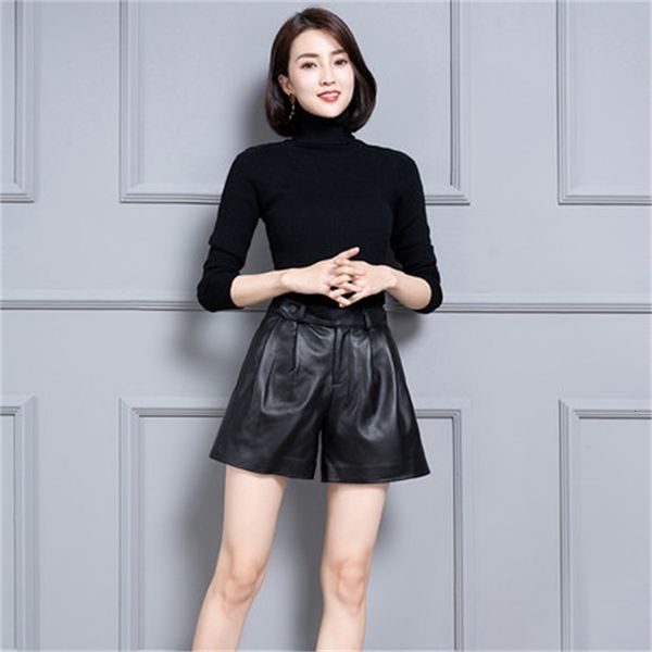 

2021 new female genuine sheep leather ks56 shorts 9kld, White;black