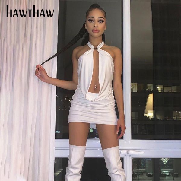 

casual dresses women summer halter hollow out bodycon soild color backless package hip mini dress 2022 female clothing streetwear, Black;gray