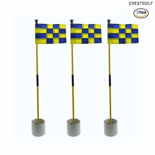 

golf training aids crestgolf 3 sets/pack backyard flagstick putting green practice set--golf hole pole cup, flag, flag stick.