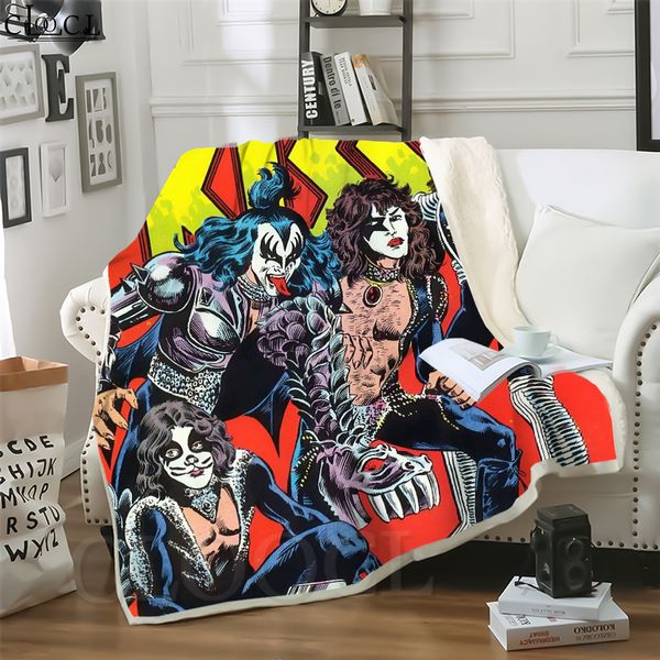 

cloocl pop metal kiss band 3d print casual style conditioning blanket sofa teens bedding throw blankets plush quilt