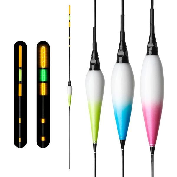 

donql 1pcs glowing electronic fishing float luminous bold weight tail bobber day and night fishing float flotadore cr425 2batter
