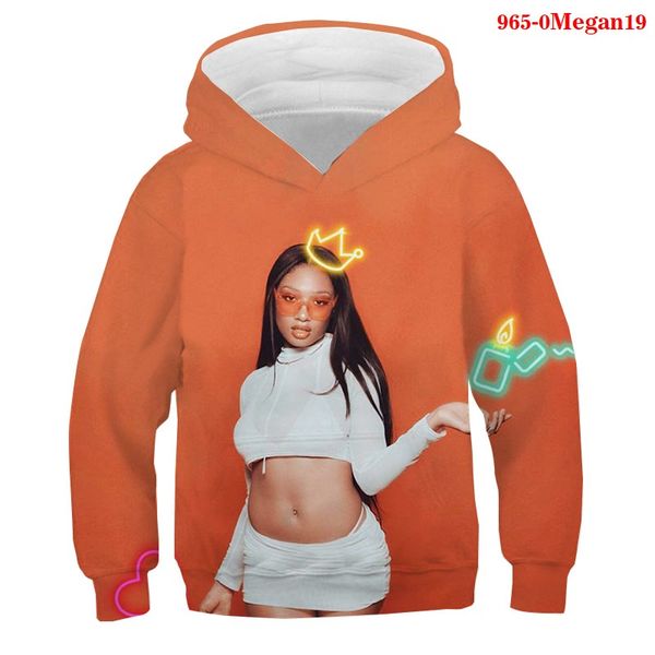 

megan thee stallio boys hooded hoodie girls 3d hoodies fashion babys hoody children sweatshirt kids harajuku pullover clothes, Black