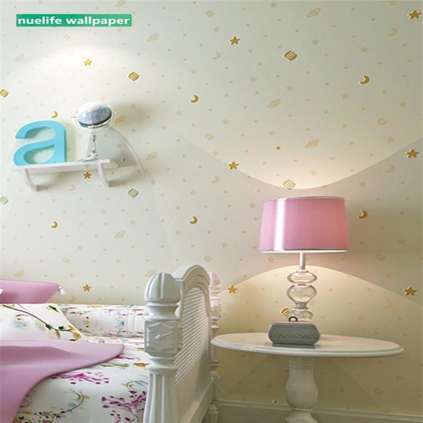 

wallpapers 0.53x9.5m blue night sky stars moon pattern kids room non-woven wallpaper boy girl bedroom tv sofa background